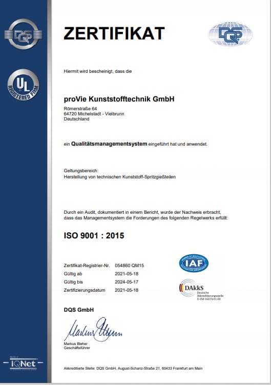 proVie Zertifizierung ISO 9001