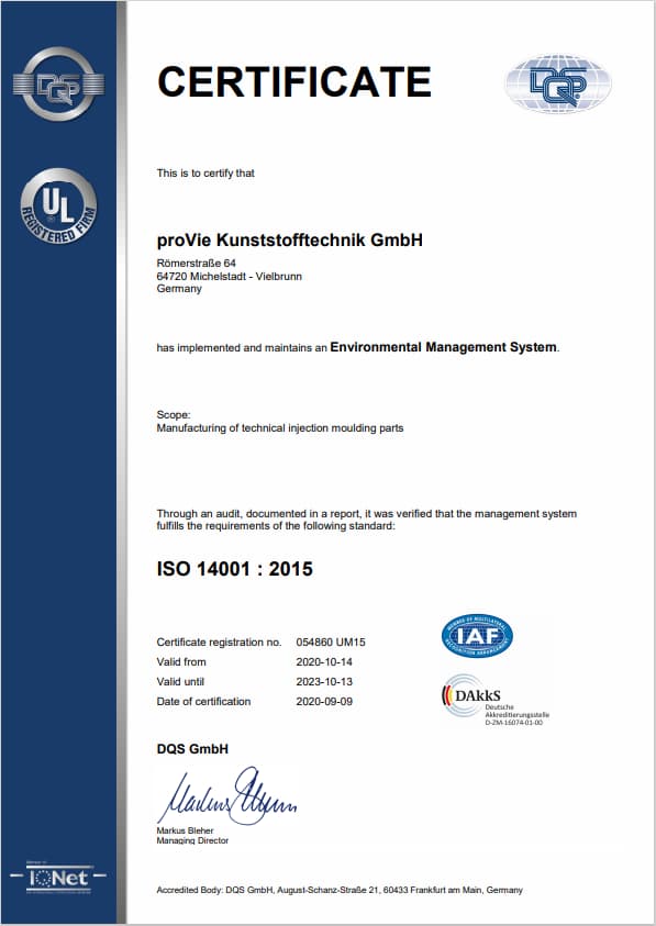 proVie Zertifikat ISO 4001_E